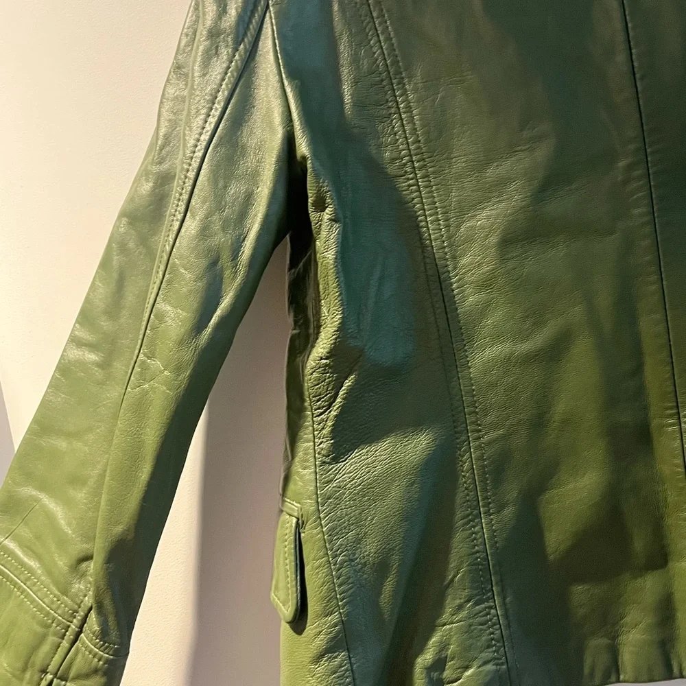 Pamela McCoy Olive Leather Jacket - Picture 2 of 4